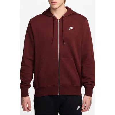 Nike Club Fleece Zip Hoodie In Burgundy