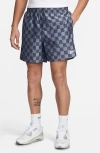 Nike Men's Club Flow Checker Logo Shorts In Midnight Navy/ White
