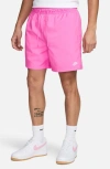 Nike Club Flow Drawstring Twill Shorts In Pink/white