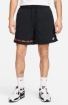 Nike Club Flow Embroidered Nylon Shorts In Black/ White