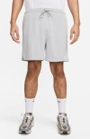 Nike Club Flow Mesh Athletic Shorts In Light Smoke Grey/ White