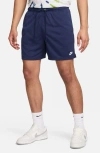 Nike Club Flow Mesh Athletic Shorts In Midnight Navy/ White