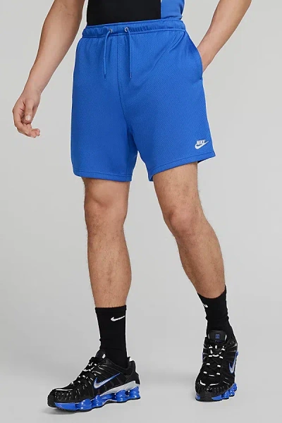 NIKE CLUB FLOW MESH SHORT IN GAME ROYAL, MEN'S AT URBAN OUTFITTERS