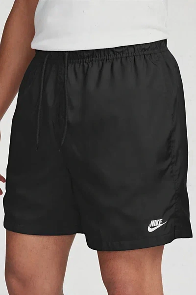 Nike Club Straight-leg Logo-embroidered Cotton-jersey Drawstring Shorts In Black