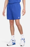 Nike Men's Club French Terry Flow Shorts In Game Royal/ Game Royal/ White