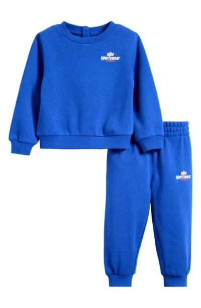 Nike Babies'  Club French Terry Sweatshirt & Joggers Set In Game Royal