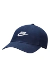 Nike Embroidered-logo Dad Cap In Midnight Navy/ White
