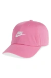 Nike Club Futura Wash Baseball Cap In Playful Pink/ White