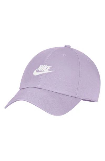 Nike Club Futura Wash Baseball Cap In Violet Mist/ White