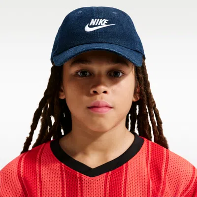 Nike Club Kids' Unstructured Denim Cap In Blue