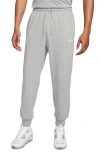 Nike Sportswear Club Tapered Logo-embroidered Cotton-jersey Sweatpants In Dk Grey Heather/ White