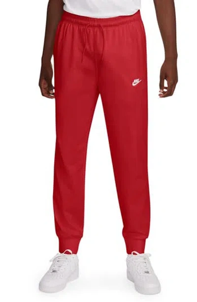Nike Club Knit Joggers In University Red/white