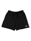 Nike Club Straight-leg Logo-embroidered Cotton-jersey Drawstring Shorts In Black