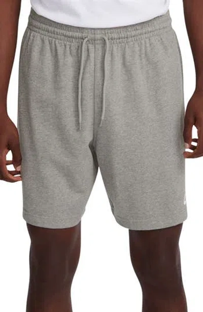 Nike Club Knit Shorts In Dk Grey Heather/white