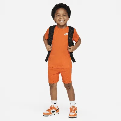 Nike Little Kids' 2-piece Knit Shorts Set In Orange