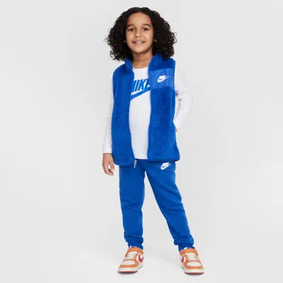 Nike Club Little Kids' Long Sleeve T-shirt, Vest, And Pants Set In Blue