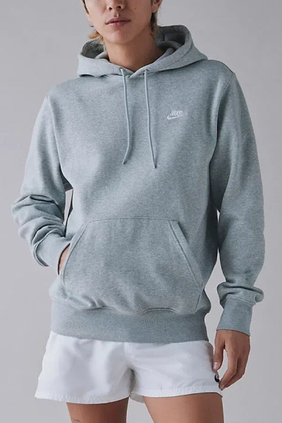 Nike Club Logo Fleece Pullover Hoodie Sweatshirt In Dark Grey, Men's At Urban Outfitters