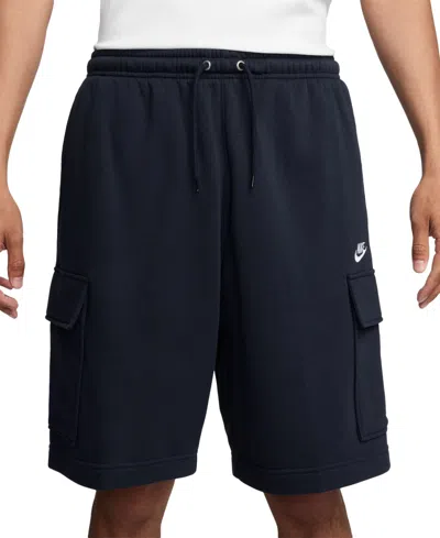 Nike Club Men's Brushed Fleece Cargo Shorts In Obsidian,obsidian,white