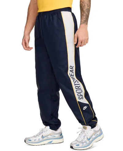 Nike Club Men's Drawstring Woven Side Stripe Jogger Pants In Obsidn,ptn