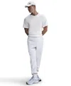 Nike Men's Cuffed Brushed Fleece Logo Sweatpants In White