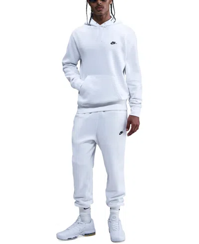 Nike Club Men's Pullover Fleece Logo Hoodie In White