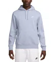 Nike Club Logo Fleece Pullover Hoodie Sweatshirt In Ghost, Men's At Urban Outfitters In Blue