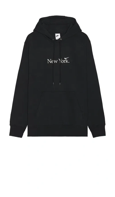 Nike Club New York Pullover Hoodie In Black & White
