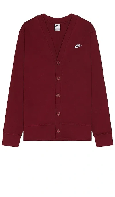 Nike Club (nsw) Fairway Cardigan In Team Red/white