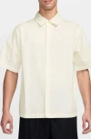 Nike Club Oversize Short Sleeve Cotton Poplin Button-up Shirt In Sail