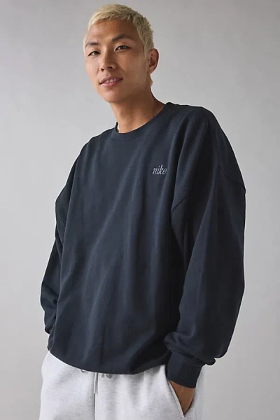 Nike Club Oversized Crew Neck Sweatshirt In Black, Men's At Urban Outfitters