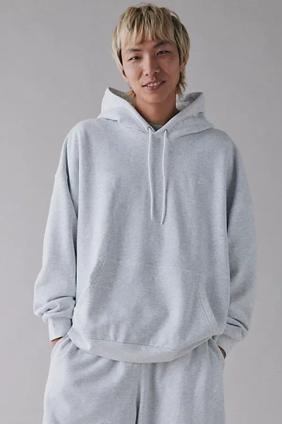 Nike Club Oversized Hoodie Sweatshirt In Birch Heather/white, Men's At Urban Outfitters