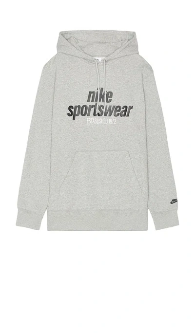 Nike Club Pullover Hoodie In Dark Grey Heather  Light Smoke Grey  & B