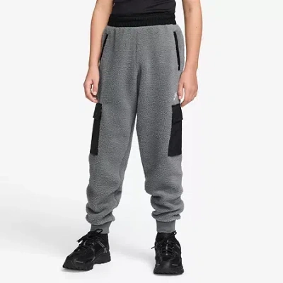 Nike Club Sherpa Big Kid Unisex Cuffed Active Fleece Cargo Pant In Gray