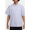 Nike Club Short Sleeve Button-up Oversize Shirt In Blue