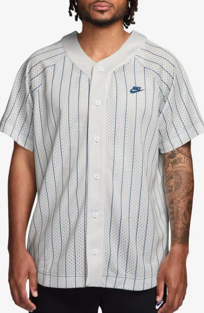 Nike Club Stripe Mesh Baseball Jersey In Blue