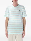 Nike Striped Cotton T-shirt Relaxed Fit In White