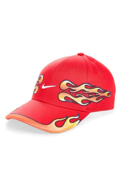 Nike Club Structured Og Flame Adjustable Baseball Cap In Red