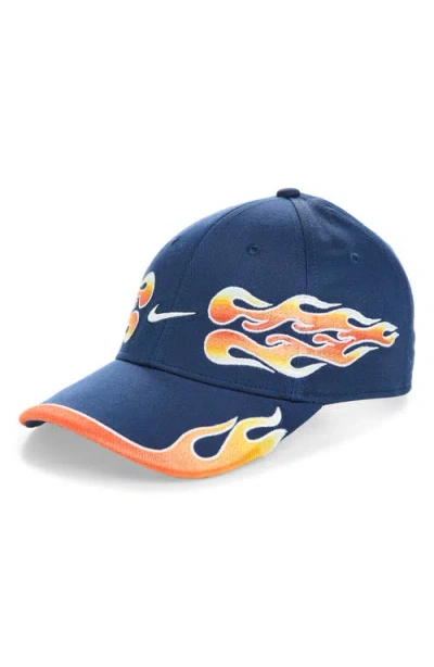 Nike Club Structured Og Flame Adjustable Baseball Cap In Blue