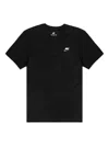 Nike Sportswear Club Embroidered Logo Solid Color Round Neck Short Sleeve Black In Black