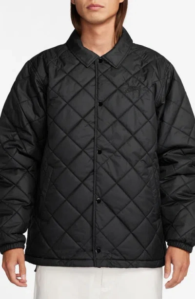 Nike Club Therma-fit Lightweight Quilted Water Repellent Jacket In Black/black