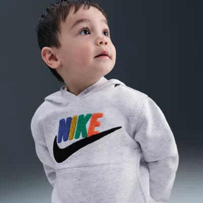 Nike Babies' Club Toddler Chenille Pullover Hoodie In White
