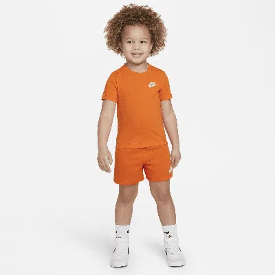 Nike Club Toddler Knit Shorts Set In Orange
