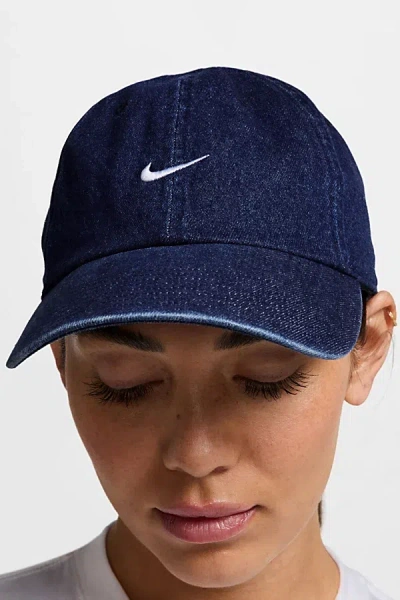 Nike Club Unstructured Denim Baseball Hat In Navy, Women's At Urban Outfitters In Blue