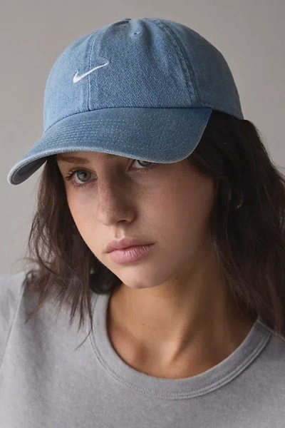 Nike Club Unstructured Denim Baseball Hat In Thunder Blue, Women's At Urban Outfitters