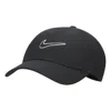 Nike Club Swoosh Unstructured Strapback Hat In Black