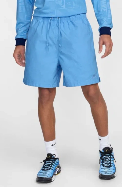 Nike Club Washed Flow Shorts In University Blue