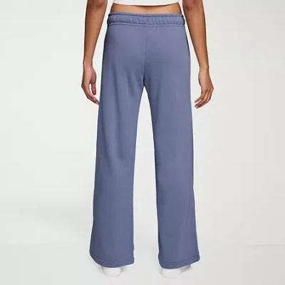 Nike Club Womens Comfort Waistband Drawstring Waist Wide Leg Mid Rise Fleece Sweatpant In Blue