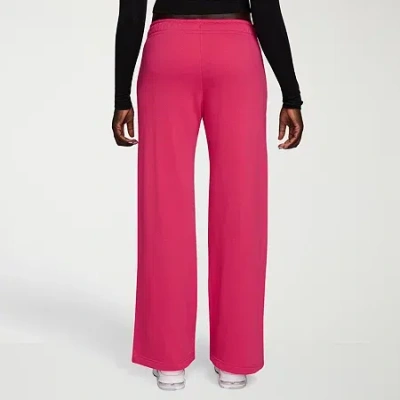 Nike Club Womens Comfort Waistband Drawstring Waist Wide Leg Mid Rise Fleece Sweatpant In Pink