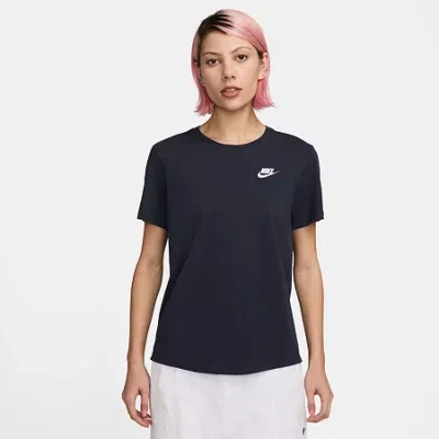Nike Club Womens Crew Neck Short Sleeve Active T-shirt In Blue