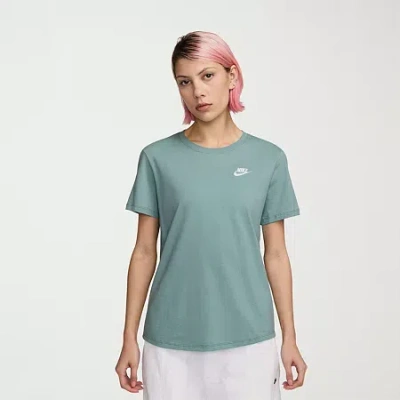 Nike Club Womens Crew Neck Short Sleeve Active T-shirt In Green